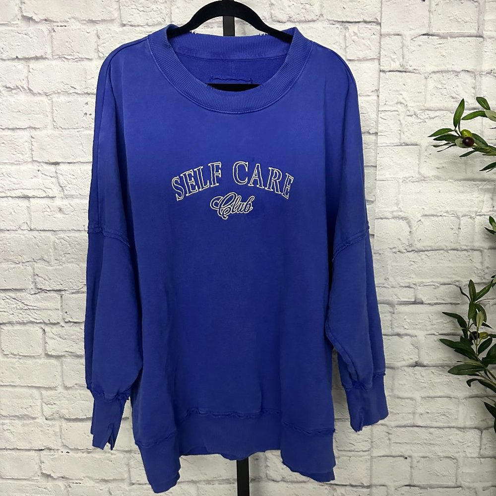 Aerie Self Care Club Blue Sweatshirt